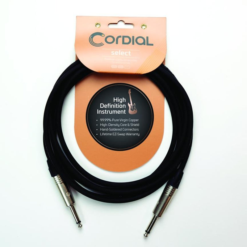 Cordial 10' Instrument Cable 1/4" TS to 1/4" TS - Nickel-Plated - CXI3PP