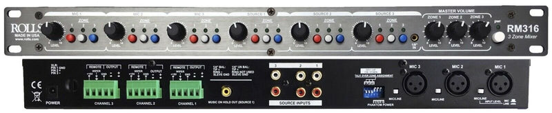 Rolls Switchable Three Zone Microphone Mixer - RM316