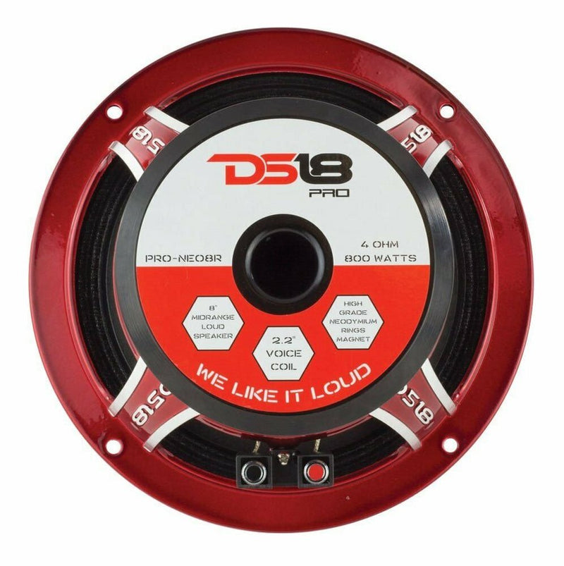 DS18 8" Midrange Loudspeaker Red Aluminum Basket 4 Ohms 800W - New Open Box