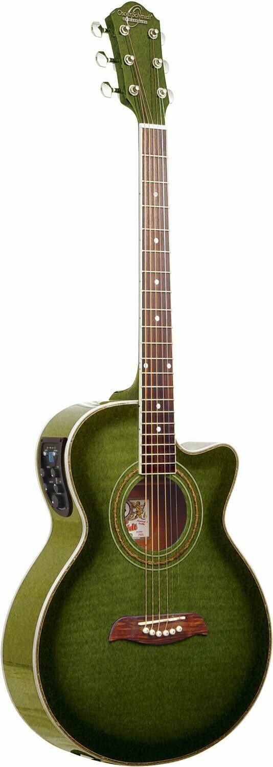 Oscar Schmidt Concert Acoustic Electric Guitar Trans Green OG10CEFTGR New Open Box