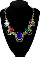 Necklace Statement Bejeweled Crystal Rhinestone 17" Chunky