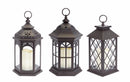 Assorted Lanterns with LED Candle (Set of 3)