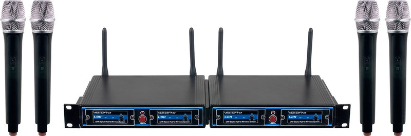 VocoPro 4 Channel UHF/DSP Hybrid Handheld Wireless Mic Package - UDH-CHOIR-4