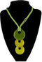 Statement Necklace Modern Pendant w/ Green & Yellow Discs 16"