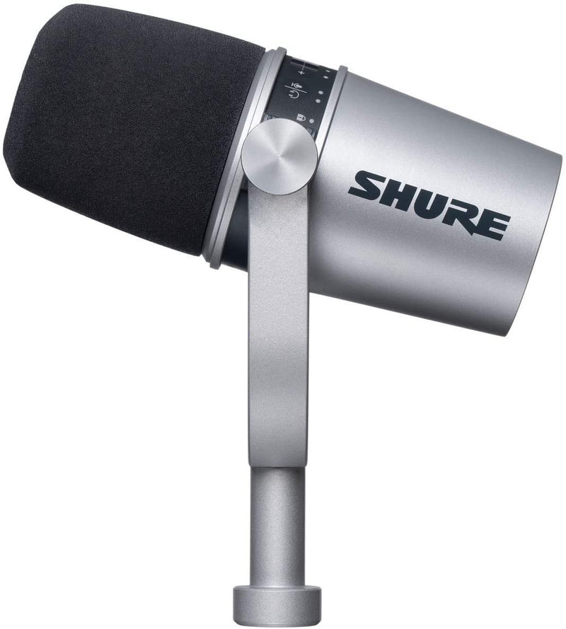 Shure MV7 Podcast Dynamic Microphone w/ USB & XLR - Silver - MV7-S-U