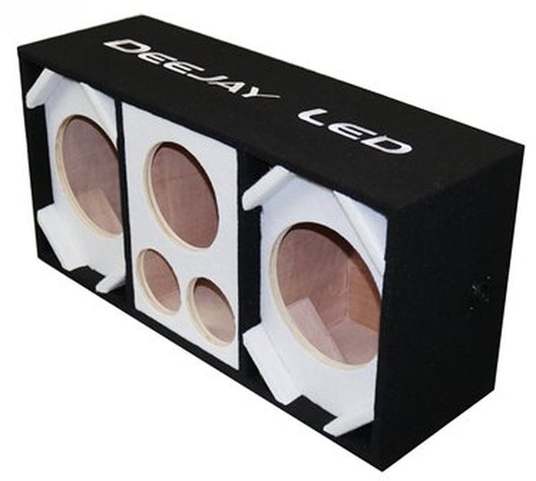 DeeJay LED Car Speaker Enclosure Two 8" Woofers w/ 2 Tweeters & 1 Horn - White
