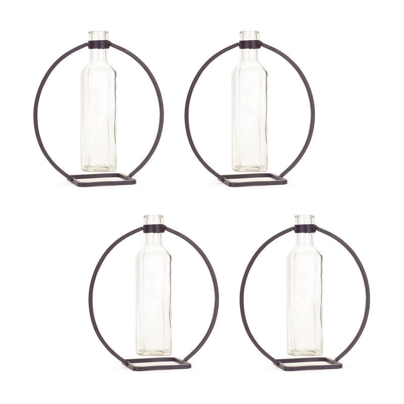 Modern Hanging Bottle Vase in Circle Stand (Set of 4)