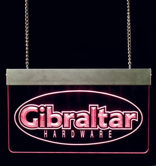 Gibraltar LED Illuminated Logo Sign w/ Power P - Glass/Metal - Red