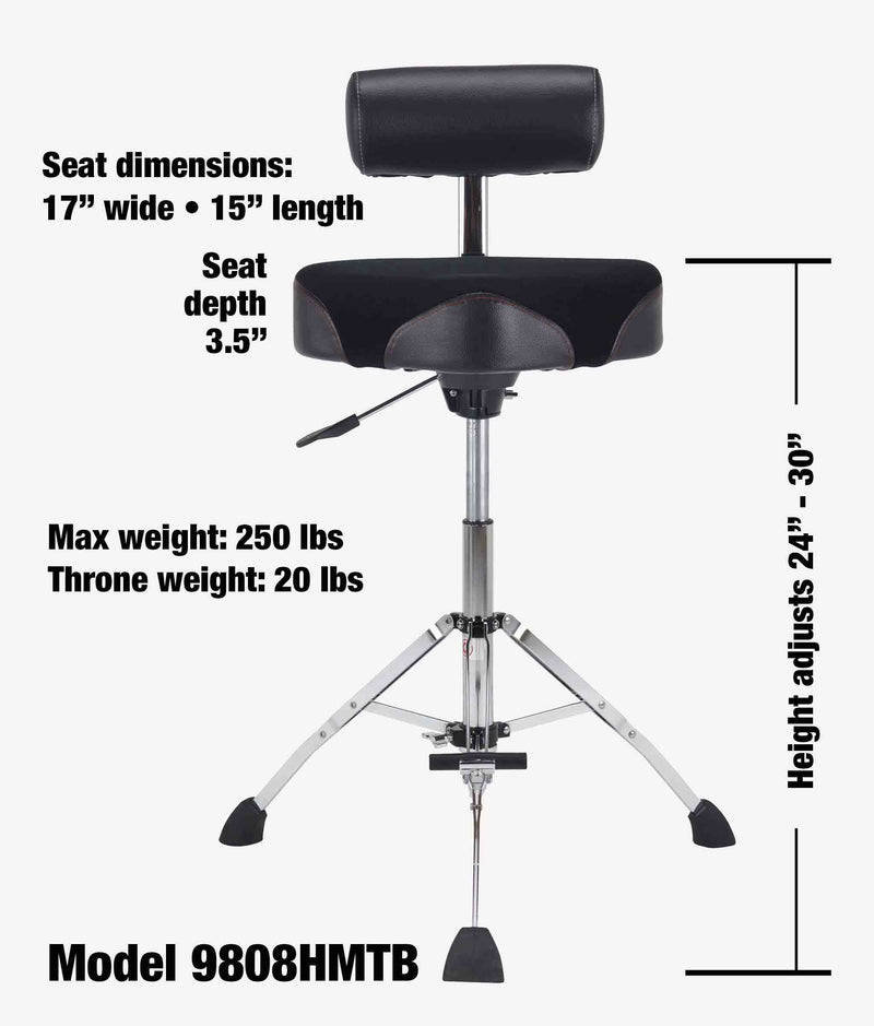 Gibraltar Tall Hydraulic 16” Cordura Saddle Stool w/ Backrest & Footrest - 9808H