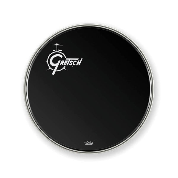 Gretsch 22" Ebony Bass Drum Head - Offset Logo - GRDHEB22O