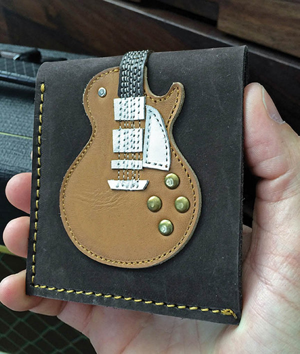 Axe Heaven Honey Burst Cutaway Electric Guitar Wallet Handmade Leather - GW-007