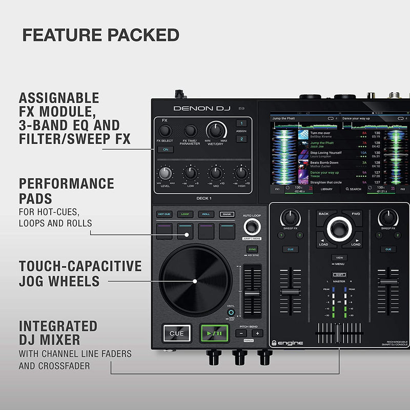 Denon Prime Go 2-Deck Rechargeable Smart DJ Console with 7” Touchscreen