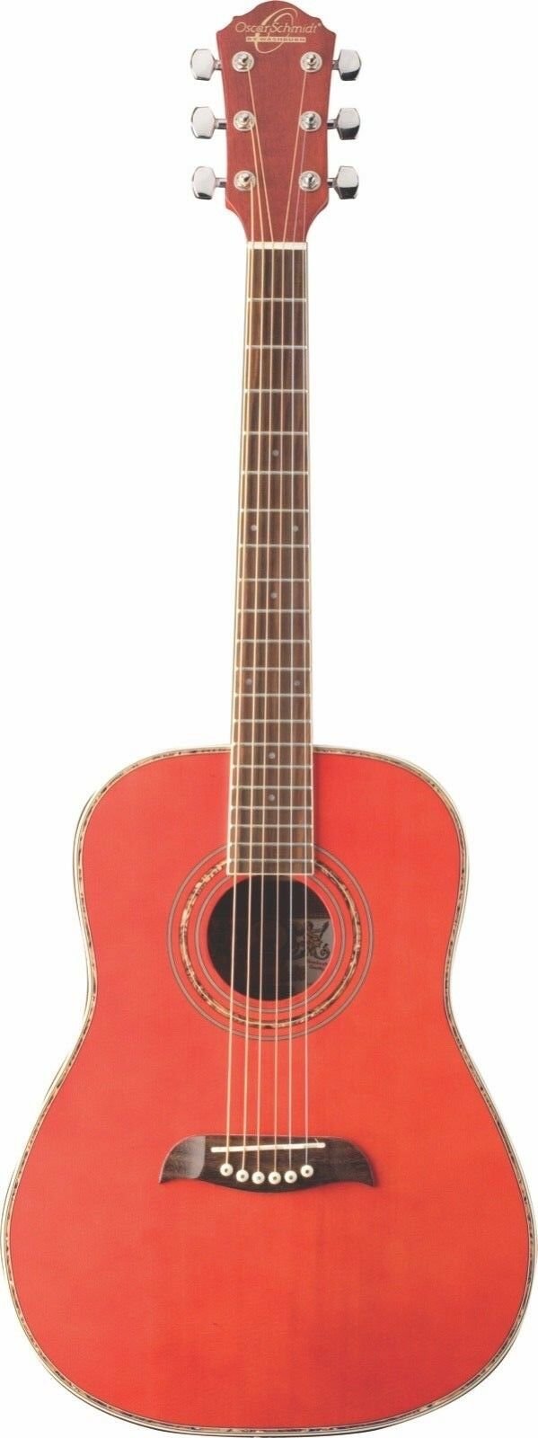 Oscar Schmidt OG1 3/4-Size Acoustic Guitar Trans Red - OG1TR