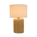 Stone Table Lamp with Rattan Design 18"H