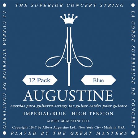 Augustine 12 PK Imperial/Blue High Tension Nylon Guitar Strings - HLSETIMPBLUEPK