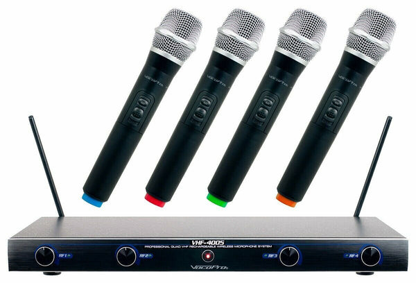 VocoPro VHF Wireless Microphone System 4 Channel Rechargeable - New Open Box
