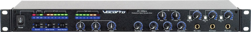 VocoPro DA-1000 Pro Three-Microphone Karaoke Rack Audio Mixer - New Open Box