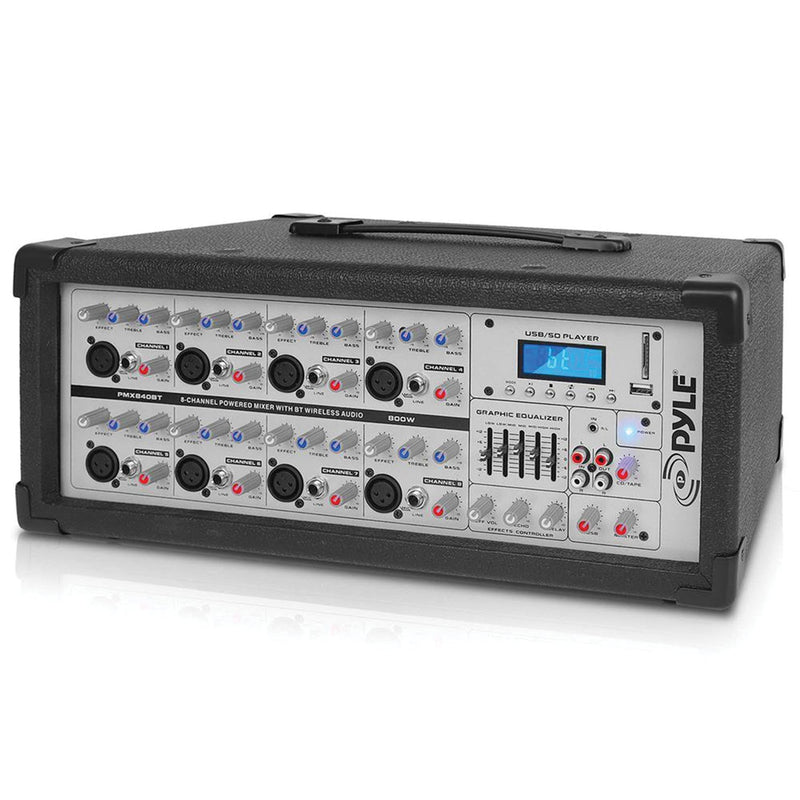 Pyle 8-Channel 800 Watt Bluetooth Audio Mixer - PMX840BT