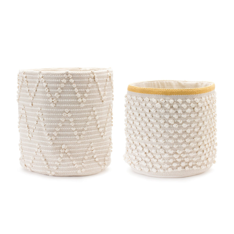 White Woven Cotton Basket (Set of 2)