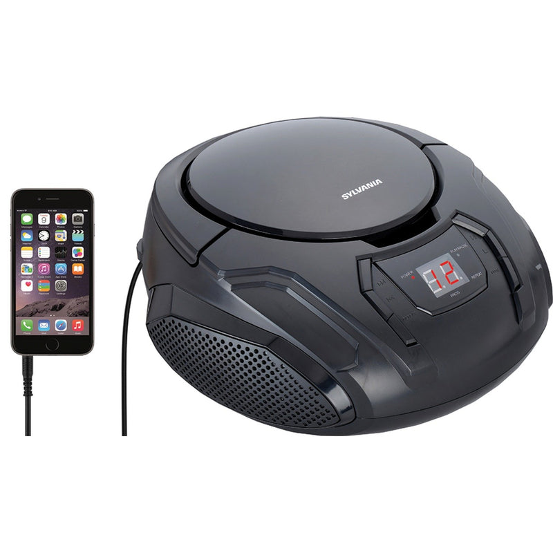 SYLVANIA SRCD261-B-BLACK Portable CD Player with AM/FM Radio (Black)