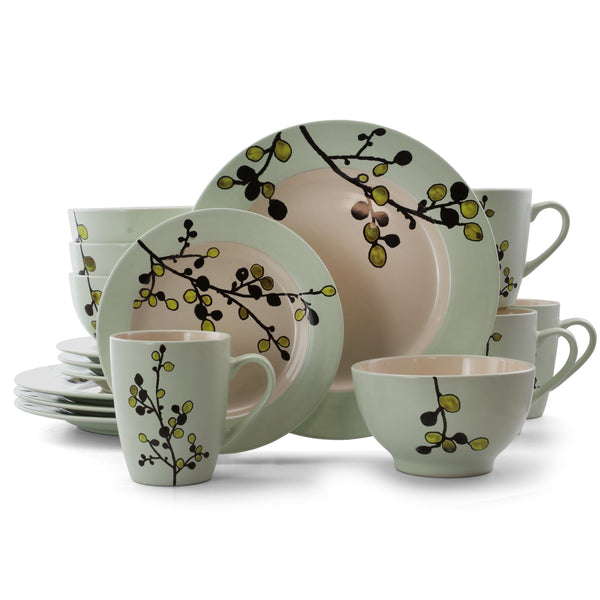 Elama Retro Bloom 16 Piece Luxurious Stoneware Dinnerware w/ Setting for 4