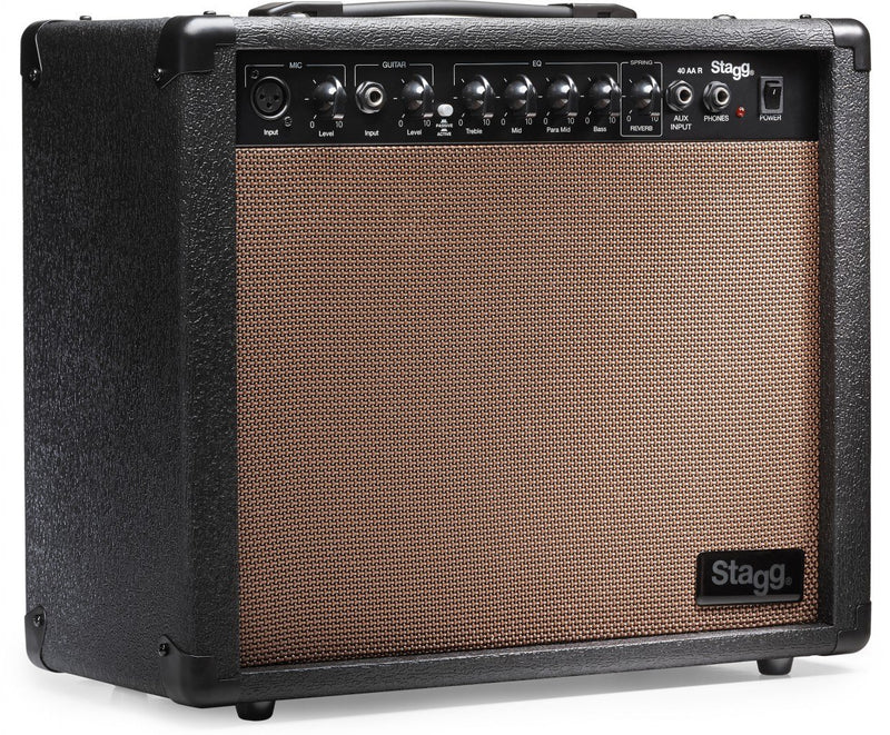 Stagg 40-Watt Acoustic Guitar Amplifier w/ Spring Reverb - 40 AA R USA - Open Box