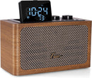 Fuse Zide Vintage Retro LCD Alarm Clock Radio Bluetooth Speaker - Brown