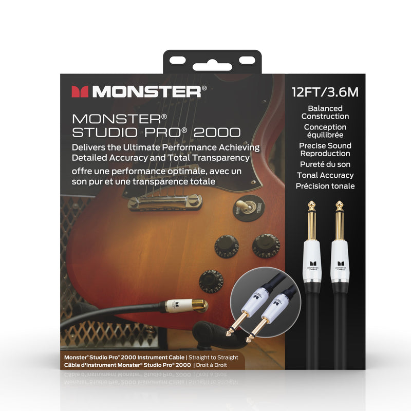 Monster 12' Studio Pro Instrument Cable - Straight to Straight - SP2000-I-12WW