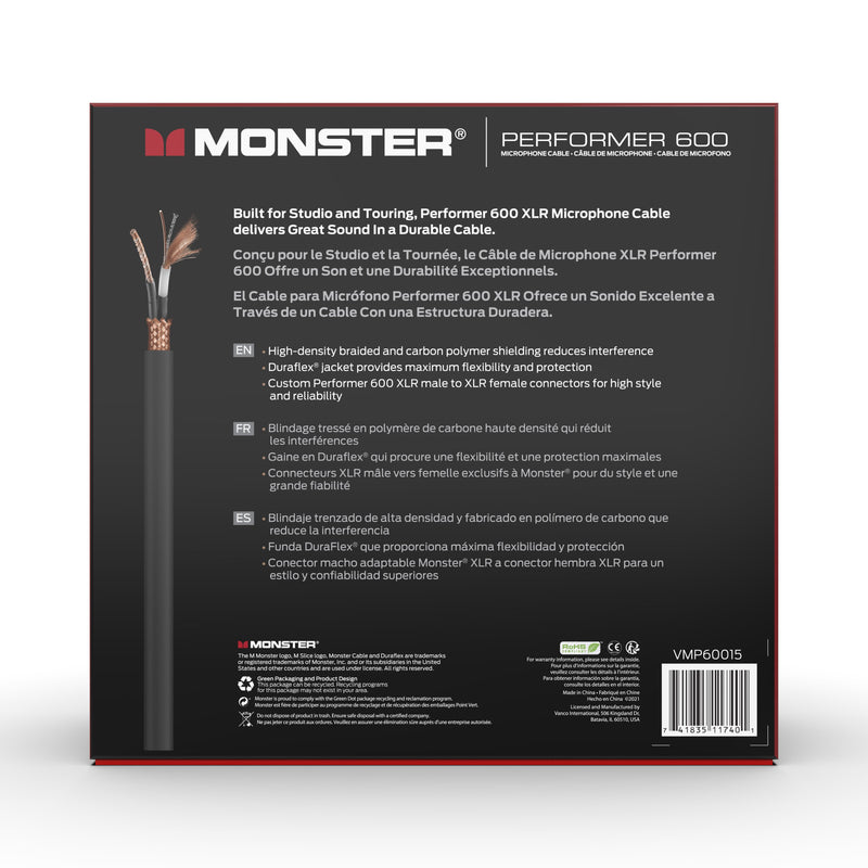 Monster Performer 600 100’ XLR Male - Female Microphone Cable - P600-M-100WW