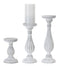 Traditional White Washed Wooden Candle Holder (Set of 3)