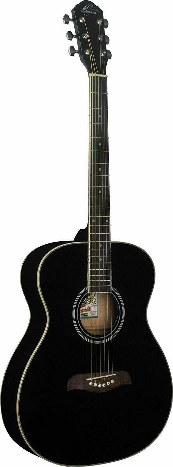 Oscar Schmidt OAB Auditorium Acoustic Guitar - Black - OAB-A-U