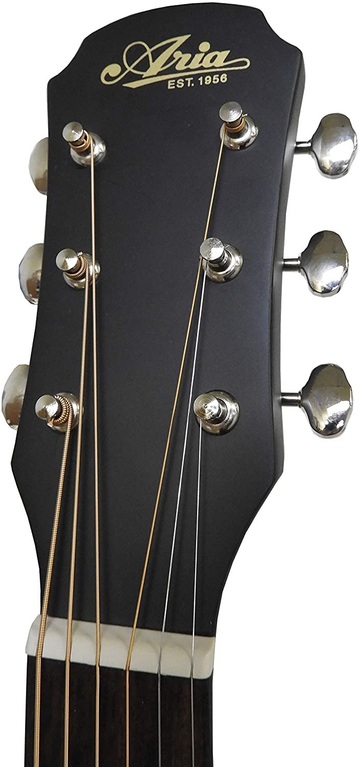 Aria Vintage 100 Series Dreadnought Acoustic Guitar - Matte Black - ARIA-111-MTB