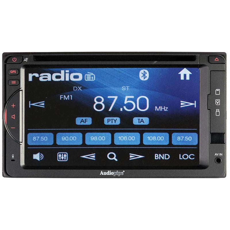 Audiopipe 6.2” 2 DIN DVD Touchscreen Receiver w/ Bluetooth, USB/SD & Remote