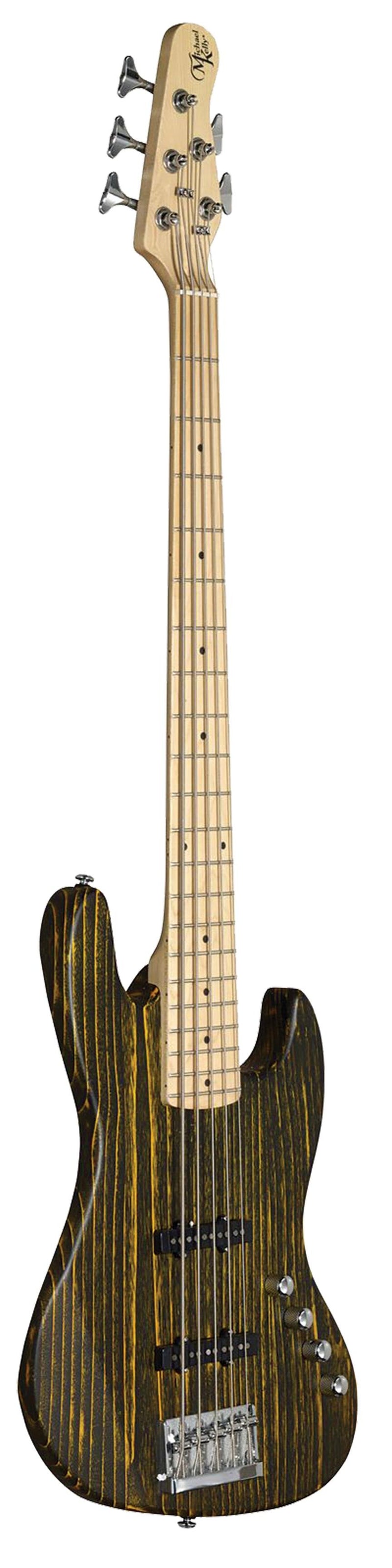 Michael Kelly Element 5 String Electric Bass - Yellow Open Pore Maple Fretboard