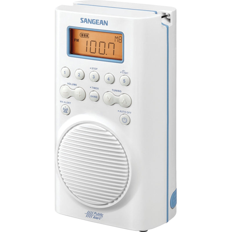 Sangean AM/FM/Weather Alert Waterproof Shower Radio - White - H205