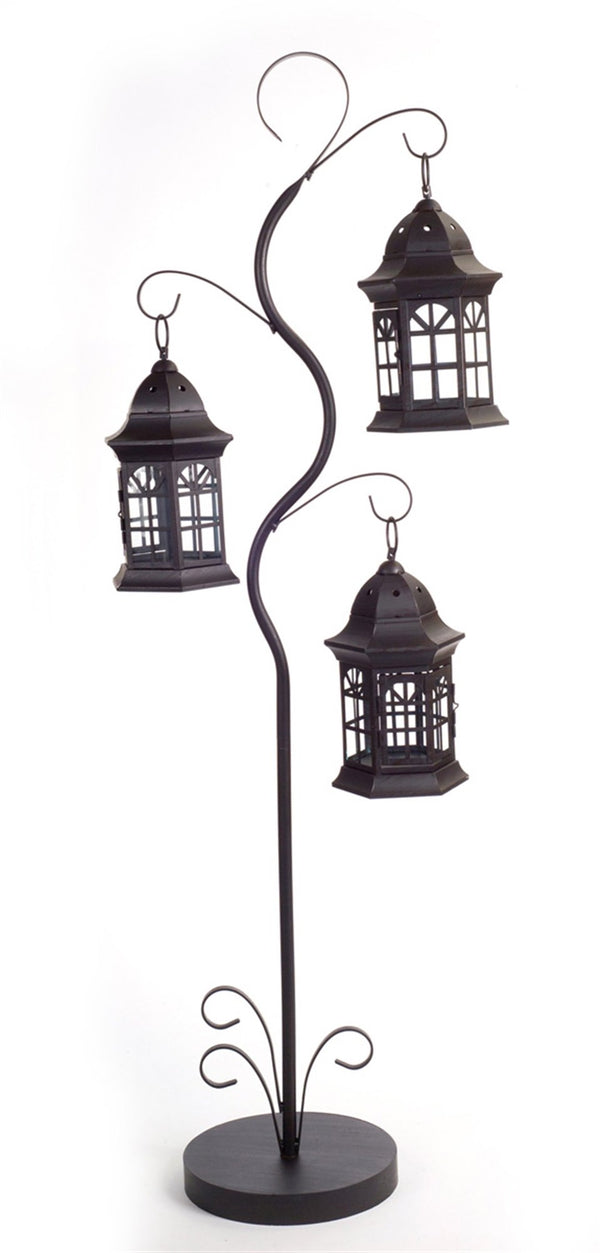 Whimsical Metal Lantern Tree with 3 Candle Holders 4.5'H