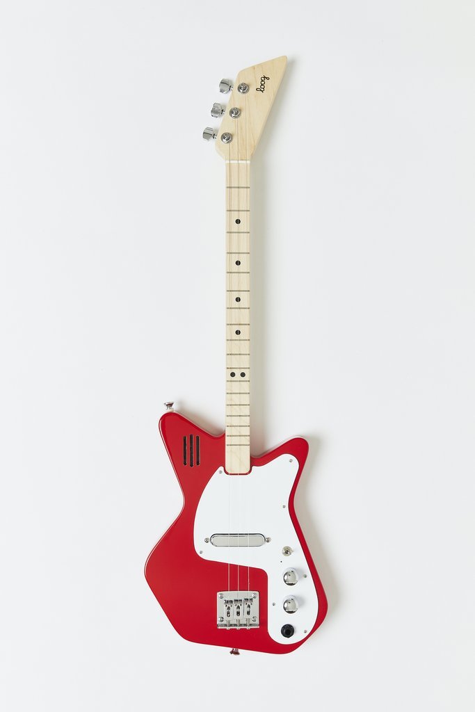 Loog Pro 3-String Electric Guitar with Built-in Amplifier - Red - LGPRCER