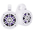 Pyle PLMRLEWB47WB 4-In. 300W Waterproof Marine Wakeboard Tower Speakers w/ LEDs