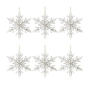 White Washed Wooden Snowflake Ornament (Set of 6)