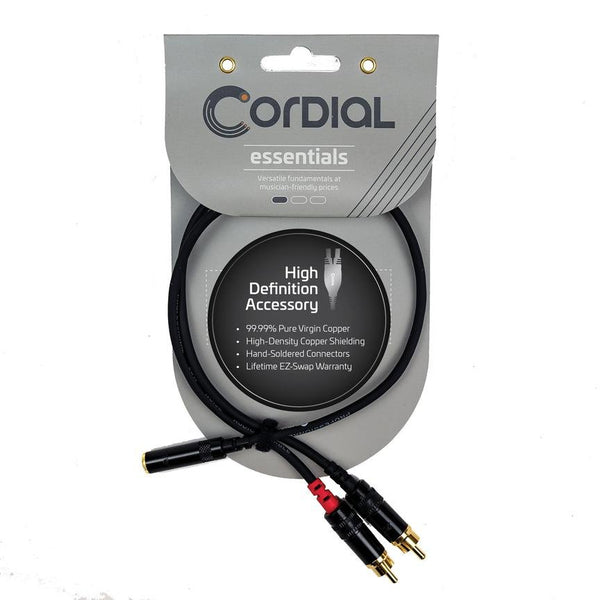 Cordial Cables 10' Y Adapter - Stereo 1/4" TRS to L/R mono RCA - CFY3VCC