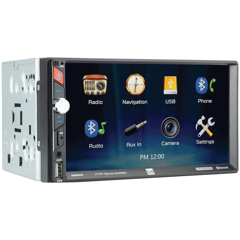 Dual DM620N 7-IN. Double-DIN In-Dash Mechless Receiver w/ Navigation & Bluetooth