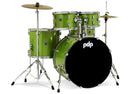 PDP Center Stage Complete 5 Piece Drum Set 10/12/14/20/14 - Electric Green