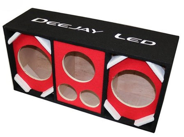 DeeJay LED Car Speaker Enclosure Two 8" Woofers w/ 2 Tweeters & 1 Horn - Red