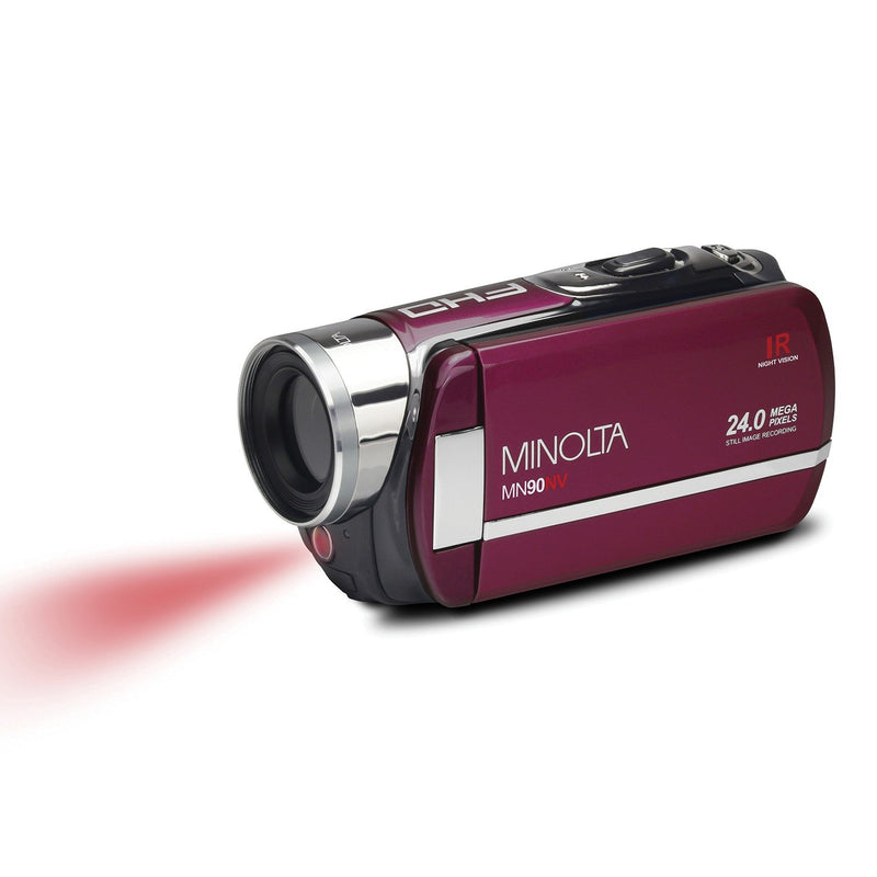 Minolta Full HD 1080p IR Night Vision Camcorder (Maroon) MN90NV-M