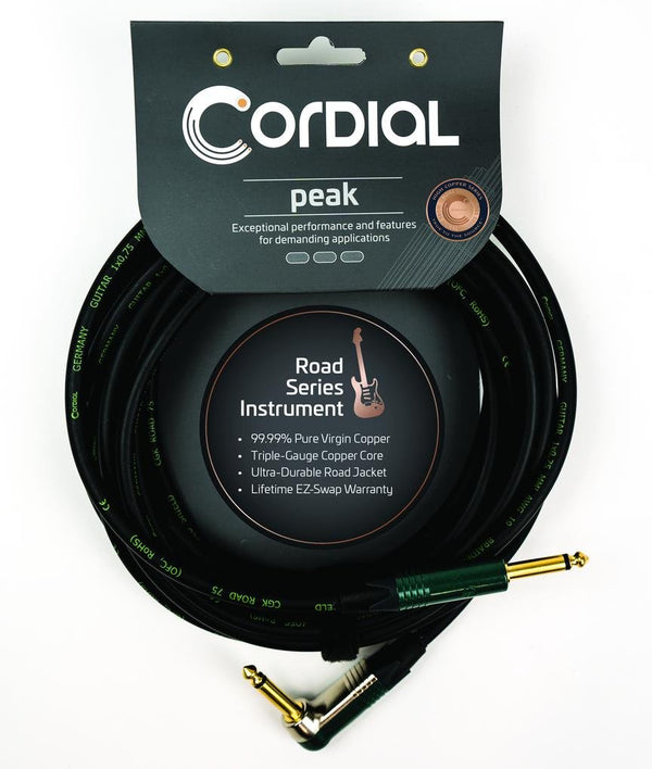 Cordial 30' Instrument Cable 1/4″ Straight to 1/4" Right - CRI9PR
