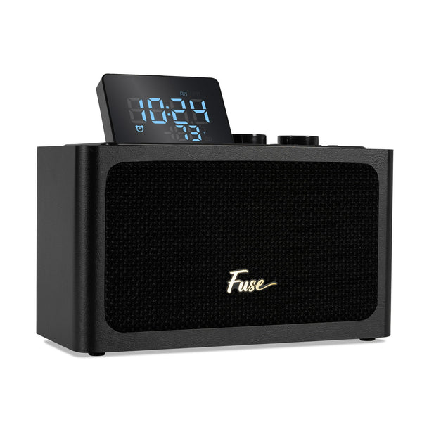 Fuse Zide Vintage Retro LCD Alarm Clock Radio Bluetooth Speaker - Black