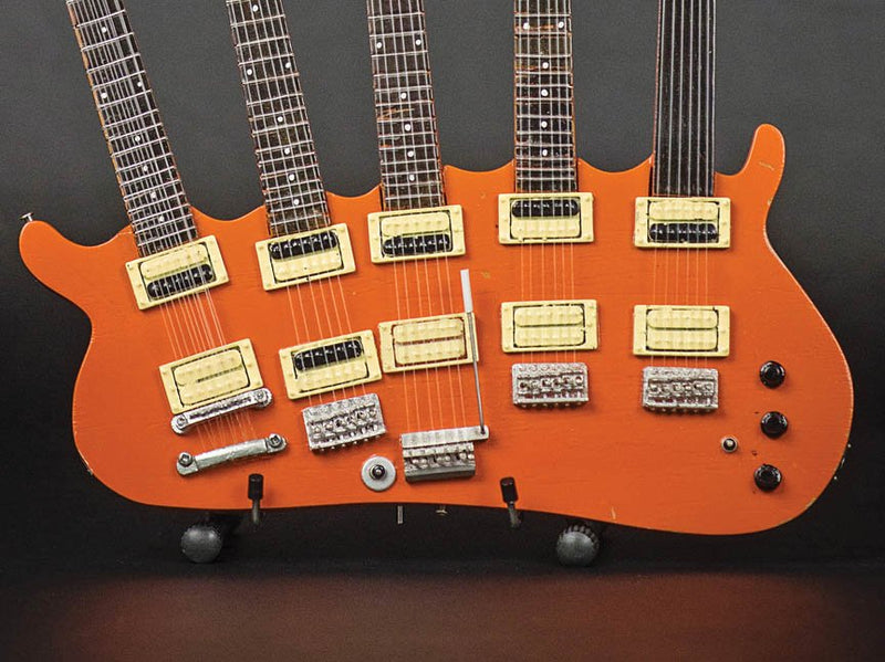 Axe Heaven Rick Nielsen 5-Neck Orange Monster Mini Guitar Replica Collectible