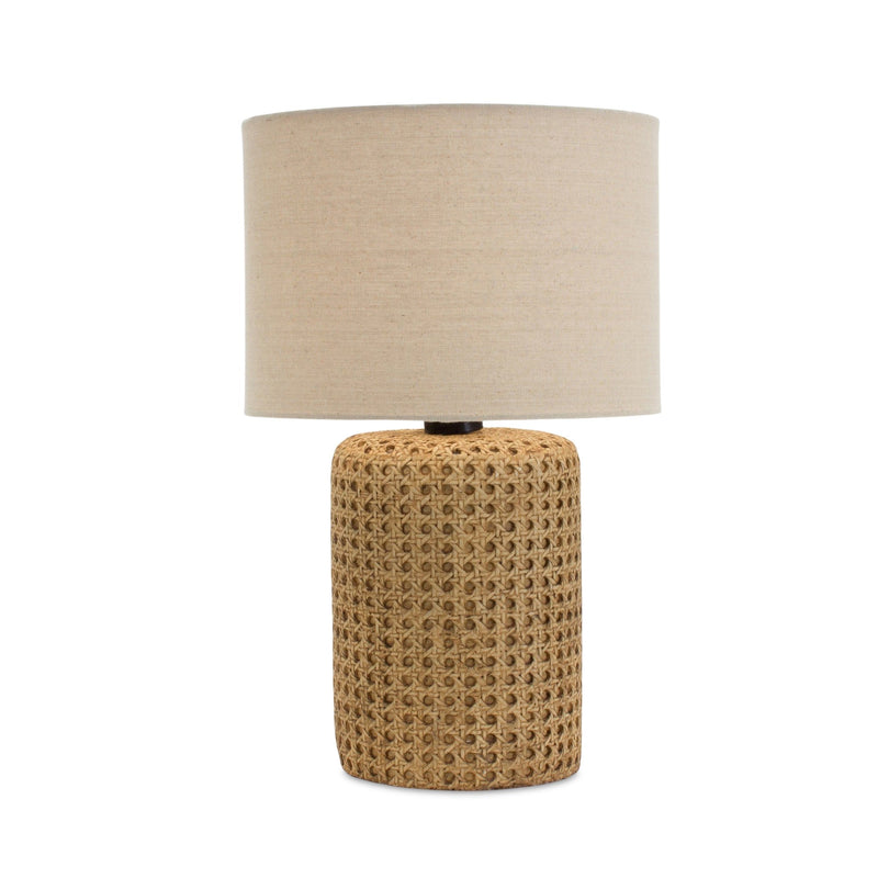 Stone Table Lamp with Rattan Design 18"H