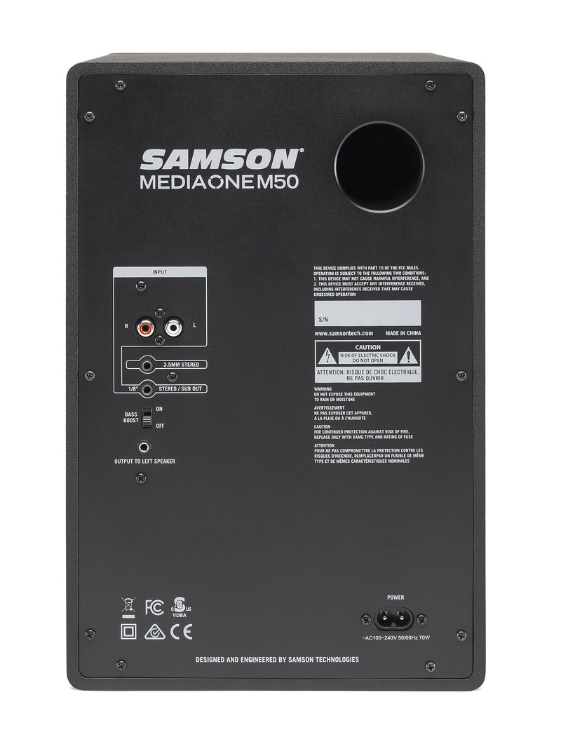 Samson MediaOne M50 80 Watt Powered Studio Monitors - Pair - SAM50