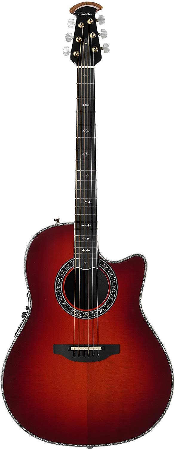 Ovation American LX Series 6 String Acoustic-Electric Guitar, Right, Cherry Cherry Burst, Deep Contour Body (C2079LX-CCB)